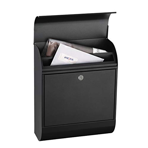 MEFA Briefkasten Pearl 872 (Farbe Tiefschwarz, Einwurfklappe oben, Entnahme vorne, Größe: 450x352x160 mm) 872100DE