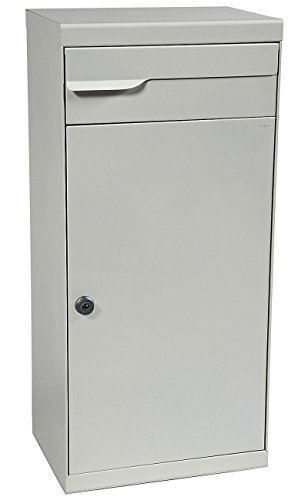 MEFA Paketpostkasten Fuego (992) Briefkasten Entnahme Hinten Weißaluminium semimatt RAL 9006 Standbriefkasten