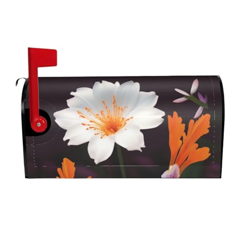 Willkommensbriefkasten-Ab deckung, weiße Blume, orangefarbene Blume, magnetische Briefkasten-Abdeckung, dekorative Urlaubs-Briefkasten-Abdec kung für Zuhause, Outdoor, Garten, dekorativ