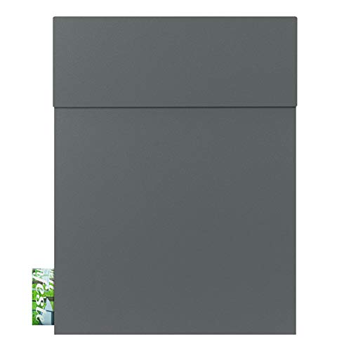 Design-Briefkasten Basalt-grau (RAL 7012) MOCAVI Box 500 Postkasten mit Zeitungsfach hochwertig, wetterfest, moderner Briefkasten rostfrei, matt, groß, DIN A4