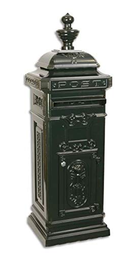 Englischer Briefkasten Standbriefkasten rustikal grün Antik Stil Aluguß H.117cm