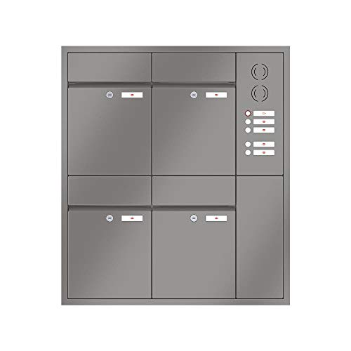 RENZ/Plan / 4er Unterputz-Briefkastenanla ge Einbau-Briefkasten mit Sprechfeld/RAL-Farbe/Volu men 21 L/Dein-Briefkasten.de