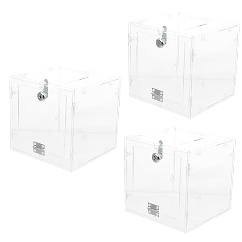 COHEALI 3 Stück Acryl-Wahlurne Kunststoff-Aufbewahrungsb ehälter Durchsichtige Kunststoffbehälter Kunststoff-Briefkasten Zahlenschloss-Box Ausstellungsbox Vorschlagsbox Mit Schloss