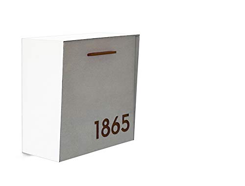 Moderner Briefkasten aus Beton Gesicht,Weißer Aluminiumkörper mit braunen Acrylzahlen, kundenspezi?scher moderner Briefkasten, wandmontierter Briefkasten, Mailnest-Typ 1