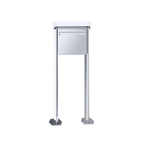 RENZ/Prisma/Freistehende Briefkastenanlage Standbriefkasten / V4A-Edelstahl/Volumen 17 L/mit Fußplatten/Dein-Briefkas ten.de