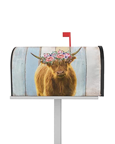 Mailbox Covers Magnetische Standardgröße Bauernhof Kuh Rustikal Retro Holz Wasserdicht Briefkasten Wrap Post Briefkasten Abdeckung für Garten Hof Outdoor Dekorationen 53,3 x 45,7 cm
