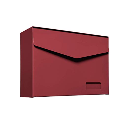 MEFA Briefkasten Letter 113 (mit Namensschild, Farbe rot, Postkasten mit Sicherheitsschloss, Größe 312x430x178 mm) 113421M