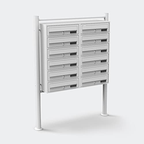 12er Briefkastenanlage Weiß 2x6 Fächer Standbriefkasten Postfach Briefkasten Postkasten
