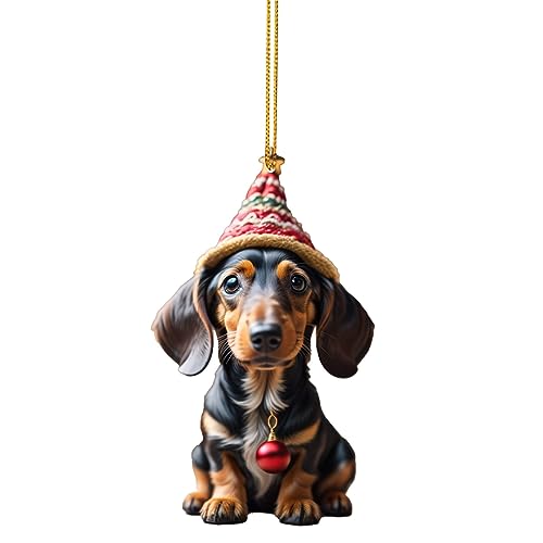 Edn566 Edn566 Cartoon-niedlicher Hund zum Aufhängen, Weihnachtsbaum-Anhänger, Heimdekoration, Fenster, Auto, Rucksack, Ornament, Weihnachten, weißer Elefant, Geschenk, 1 Stück