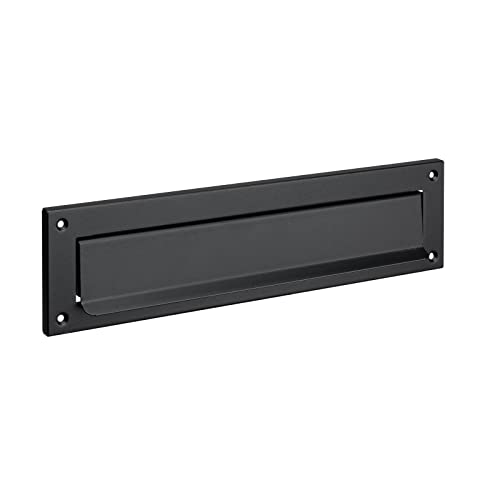 ALSTEN TECH Einwurfklappe Briefeinwurf Briefklappe Schwarz Matt 310x80 - C4 - RAL9017