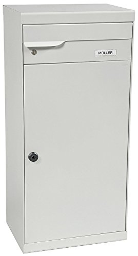 MEFA Paketpostkasten Fuego (991) Briefkasten Entnahme Vorne Namensschild Grauweiß semimatt RAL 9002 Standbriefkasten