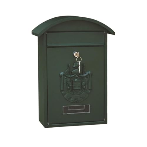 Metall-Briefkasten, Retro-Stil, Wandmontage, sicher verschließbar, für den Hausgebrauch (grün)