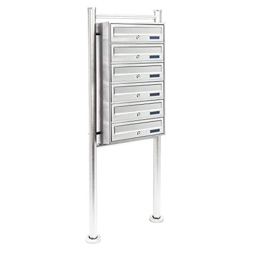 6er Briefkastenanlage Edelstahl Postfach 6 Brieffächer Standbriefkasten Postkasten