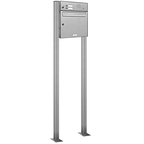 AL Briefkastensysteme 1er V2A Edelstahl Standbriefkasten mit Klingel rostfrei als 1 Fach Briefkastenanlage in Postkasten Brierfkasten Design modern