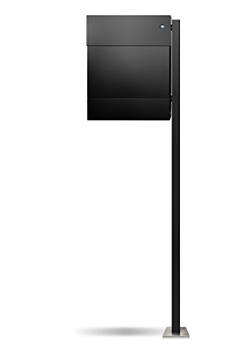 Letterman 5 Briefkasten Radius Design schwarz/pfosten/klingel/R ot