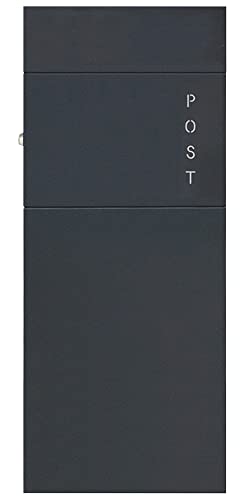 Standbriefkasten Safepost 22-9 anthrazit-grau (RAL 7016) freistehender Briefkasten mit Druckzylinder seitlich Postkasten modern