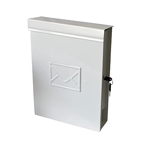 Wand Briefkasten mit Zeitungsfach im Metall Look Weiß Wandbriefkasten Postkasten Mailbox Zeitungsrolle Zeitungsbox