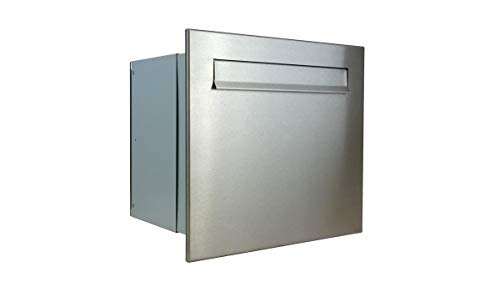 A-042 Edelstahl Mauerdurchwurf Briefkasten (variable Tiefe) Ohne Namenschild