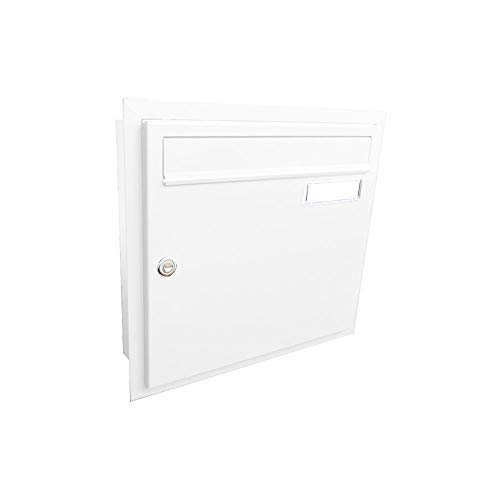 A-01 Unterputz Briefkasten Verkehrsweiß (RAL 9016) mit Namensschild - LETTERBOX24.de