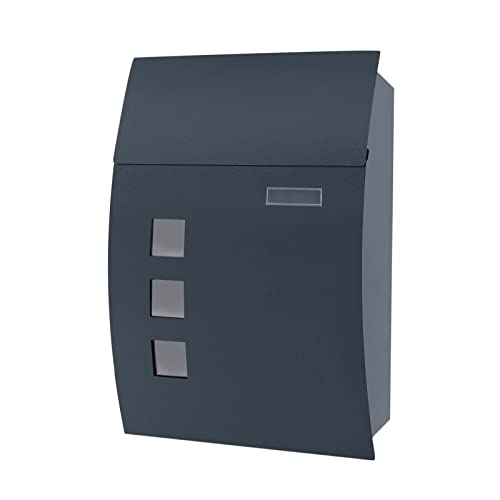 NAIZY Edelstahl Briefkasten Modernen Design-Wandbriefkasten Gebürstetes Postkasten Groß Mailbox Zeitungsfach, mit A4 Einwurf-Format und Schlüssel (Typ A)