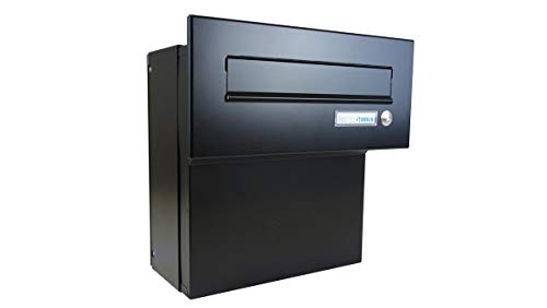 F-04 Schwarz (RAL 9005) Mauerdurchwurf Briefkasten mit Klingel (Tiefe: 18-27 cm) - LETTERBOX24.de