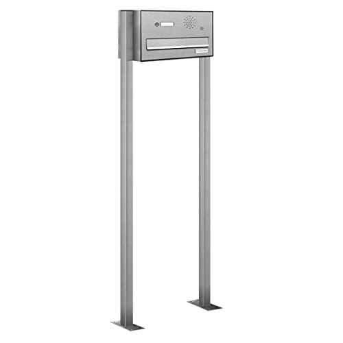 AL Briefkastensysteme 1er V2A Edelstahl Standbriefkasten mit Klingel rostfrei als 1 Fach Edelstahl Durchwurfbriefkasten in Postkasten Briefkasten Design modern