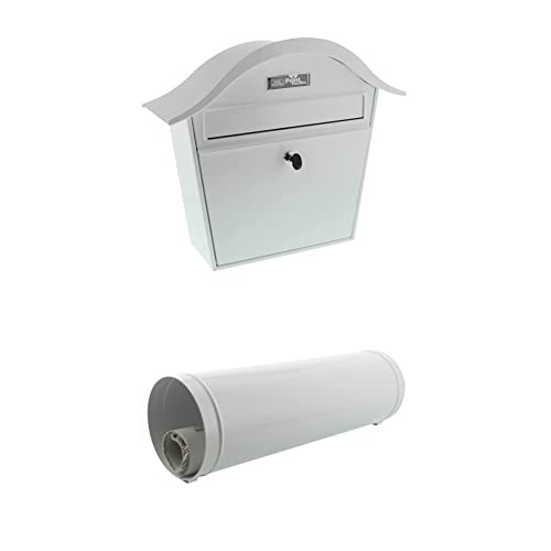 Burg-Wächter Briefkasten, A5 Einwurf-Format, Verzinkt, Stahlblech, Holiday 5842 W, Weiß + Purposed Value: Zeitungsrolle, verzinkter Stahl, rund, News 5800 W, Bx? 400x120 mm, Weiß