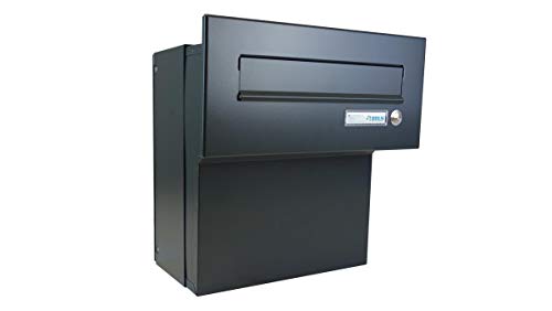 F-04 Anthrazit (RAL 7016) Mauerdurchwurf Briefkasten mit Klingel (Tiefe: 18-27 cm) - LETTERBOX24.de