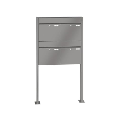 RENZ/Plan / 4er Freistehende Briefkastenanlage Standbriefkasten/RAL-Farb e/Volumen 28 L/mit Fußplatten/Dein-Briefkas ten.de