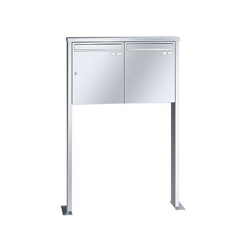 RENZ/Tetro / 2er Freistehende Briefkastenanlage Standbriefkasten / V4A-Edelstahl/Volumen 23 L/mit Fußplatten/Dein-Briefkas ten.de