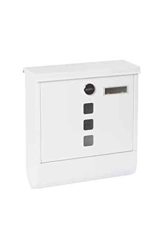 ARREGUI Chance E7001 Briefkasten aus Verzinktem Stahl mit Zeitungsrolle, Postkasten + Zeitungsbox, Größe M (DIN A4) Wandbriefkasten mit Zeitungsfach, Sichtfenstern, Namensschild, Weiß