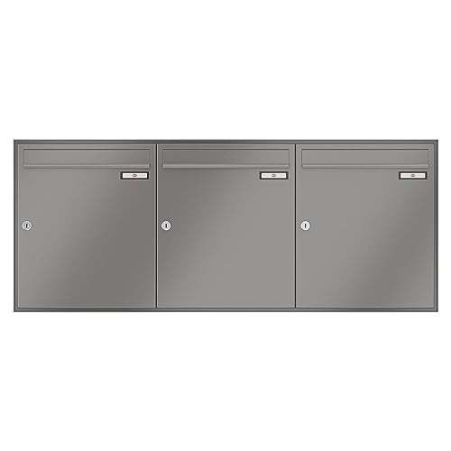 RENZ/Schattenfuge / 3er Unterputz-Briefkastenanla ge Einbau-Briefkasten/RAL-Fa rbe 9007 / Volumen 23 L/Dein-Briefkasten.de