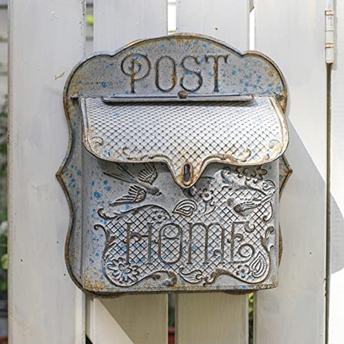 All Chic Briefkasten, Wandhalterung, für den Außenbereich, Metall, verwittert, im Used-Look, Vintage-Stil, Retro-Briefkasten, Wand
