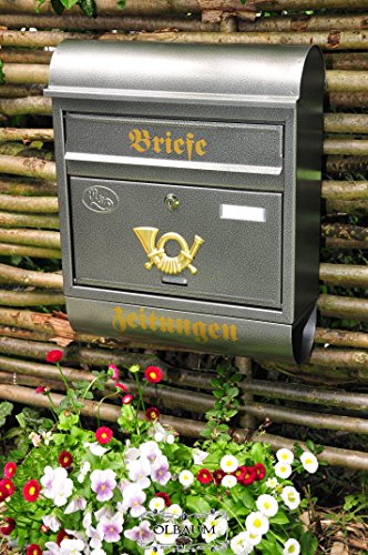 BTV Großer Massivstahl-Briefkasten, mit Rostschutz Runddach R Silber massiver Edelstahl Look Zeitungsfach Zeitungsrolle Postkasten