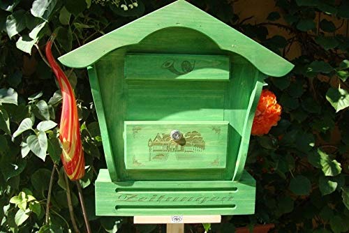 BTV XXL Briefkasten, Holzbriefkasten mit Holz - Deko HBK-SD-GRASGRÜN aus Holz grasgrün grün dunkelgrün tannengrün waldgrün Briefkästen Postkasten Spitzdach