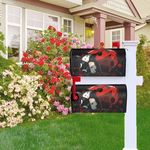 Briefkastenabdeckung, magnetisch, 53,3 x 45,7 cm, roter Marienkäfer, Briefkasten, Willkommensbriefkasten, Außenbriefkastenabdeckun g, Dekoration für Hof, Briefkasten, Garten, Outdoor-Dekoration