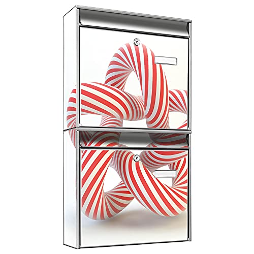 banjado® Briefkastenanlage 2 Fach 36x64x10cm mit Motiv/Briefkasten groß mit Namensschild/Postkasten A4 Einwurf inkl. Montagematerial & je 2 Schlüsseln/Briefkasten ohne Zeitungsfach