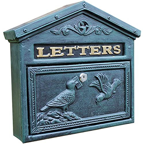 Letterboxes Briefkasten Vintage Außen Briefkästen, Wand Postkasten Briefkasten Briefkasten Antik Oxid Farbe Gusseisen Braun/Blau