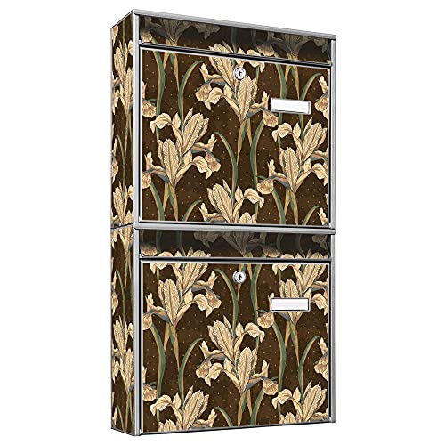 banjado® Briefkastenanlage 2 Fach 36x64x10cm mit Motiv/Briefkasten groß mit Namensschild/Postkasten A4 Einwurf inkl. Montagematerial & je 2 Schlüsseln/Briefkasten ohne Zeitungsfach