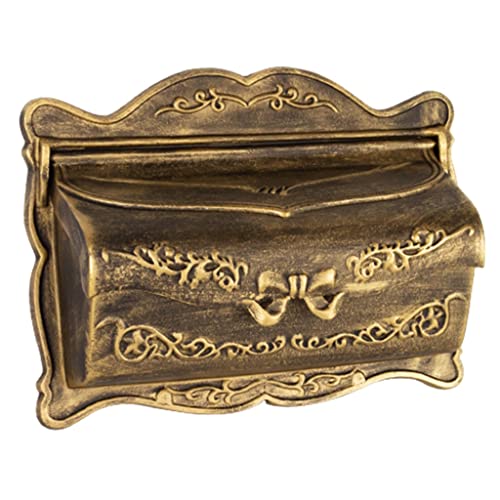 WALLBIG Vintage-Briefkasten for den Außenbereich, regenfeste Post- und Sammelbox for die Wandmontage, for Schlüssel for Kautionszahlungen nach Geschäftsschluss, Briefeinwurf (Color : Brass)