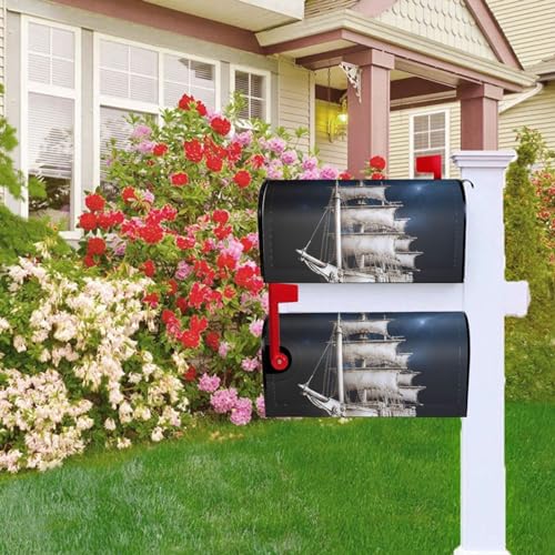 Briefkastenabdeckung, magnetisch, 53,3 x 45,7 cm, Vintage, nautisch, weiß, Versandbriefkasten, Willkommensbriefkasten, Außenbriefkastenabdeckun g, Dekoration für Hof, Briefkasten, Garten,