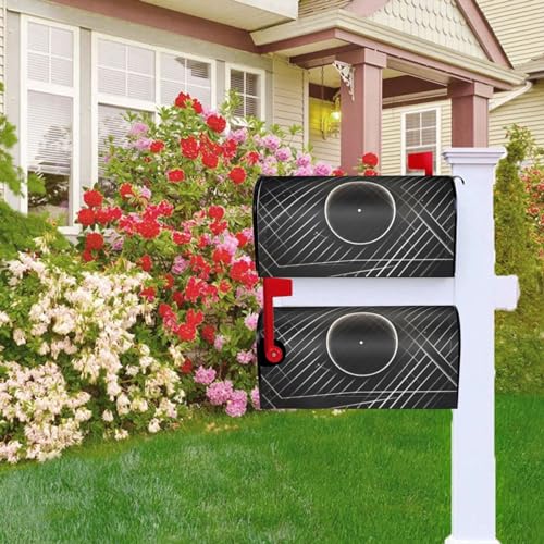 Briefkastenabdeckung, magnetisch, 53,3 x 45,7 cm, weiße Linien und Kreise, Briefkasten, Willkommensbriefkasten, Außenbriefkastenabdeckun g, Dekoration für Hof, Briefkasten, Garten, Outdoor-Dekoration