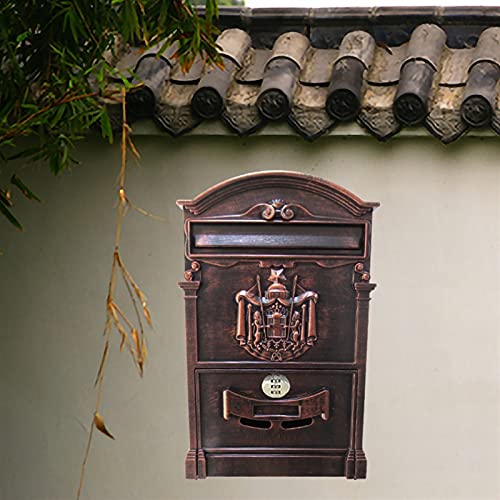 Vintage-Briefkasten aus Metall mit Zahlenschloss, Gartenornament, codiertes Schloss, Briefkasten, abschließbarer Wandbriefkasten (Farbe: 10)