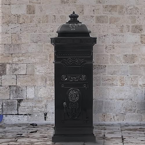 Briefkasten aus Aluminium, Vintage-Stil, rostfrei, schwarz, Anzugmöbel