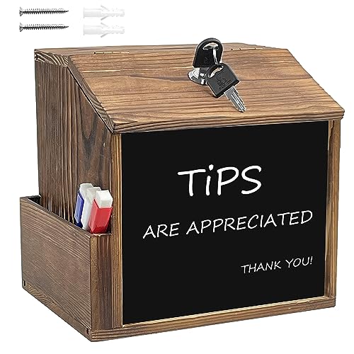 Namensschild Briefkasten mit Zeitungsfach, Abschließbare Briefkästen Holz, Postkasten Vintage Braun, Wahlurne, Vorschlagsbox Retro, 21×16.5 × 20cm (Holz)