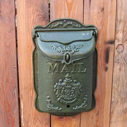 YONGYONGCHONG Briefkasten Grün Retro Gusseisen Letterbox Postbox Thick im Freien wasserdichte Letters Magazine Wand- Mailbox Sicherheitspostfach