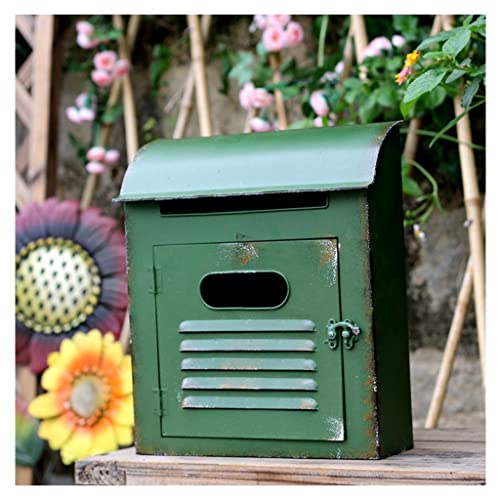 WXJ Vintage Briefkasten zur Wandmontage Gartendeko Grün/Lila Metall Briefkasten Shabby Chic Briefkasten American Country Mail Box, 26x8x30CM