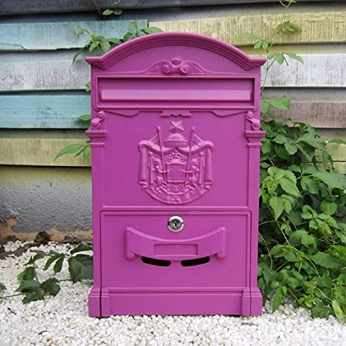 Briefkästen Briefkasten Antiker Briefkasten Englischer Stil Wandmontage Briefkästen außen wasserdicht Dropbox (Farbe: Lila Pink)