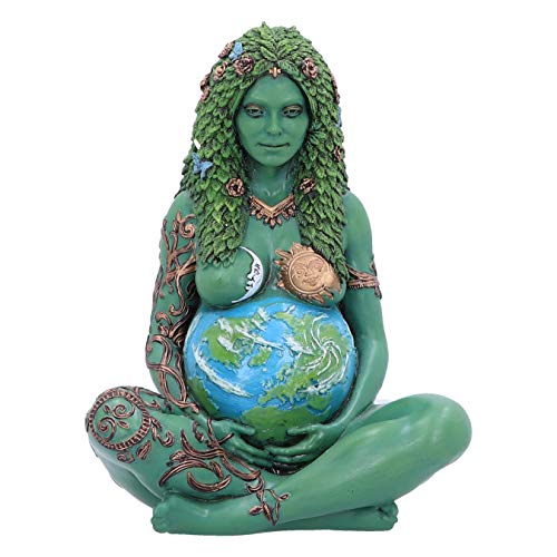 Nemesis Now Small Mother Earth Painted Figurine Kleine Ethereal Mutter Erde Gaia Art Statue bemalte Figur, grün, 17,5 cm