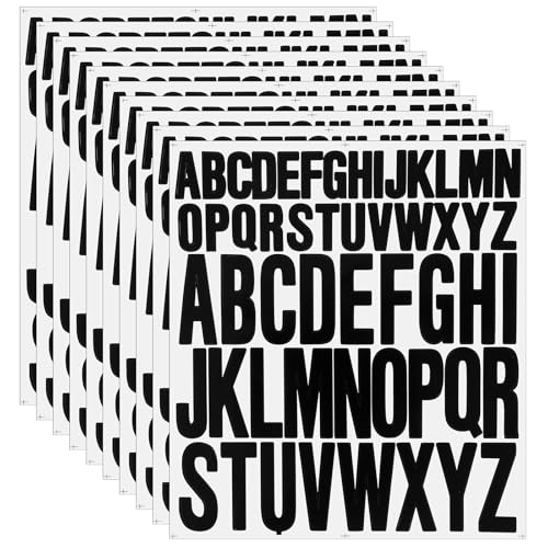 Selbstklebende Buchstaben Aufkleber, 10 Blatt Groß Vinyl Sticker Wetterfest Alphabet 2,5cm 5cm Für DIY Scrapbook Briefkasten Schilder Auto Tür Schwarz